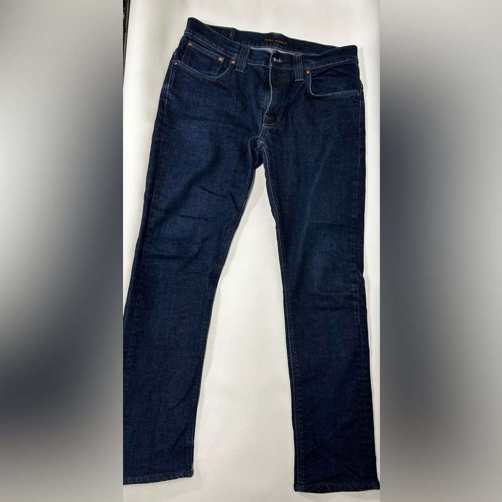Men's Nudie Jeans Denim Thin Finn Slim Fit  "Dry Dark Grey" Blue 33x34